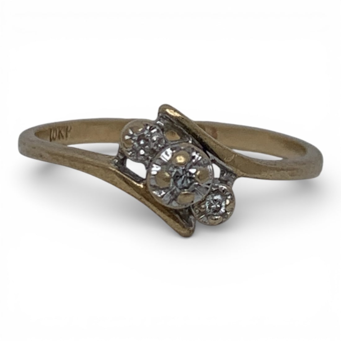 10k Yellow Gold & Diamond Ring: Marked 10k - Size 4.75 - 0.7 DwtGemstones Tested With Presidium Gem Tester Il - Berners Does Not Guarantee Authenticity Of Gemstones