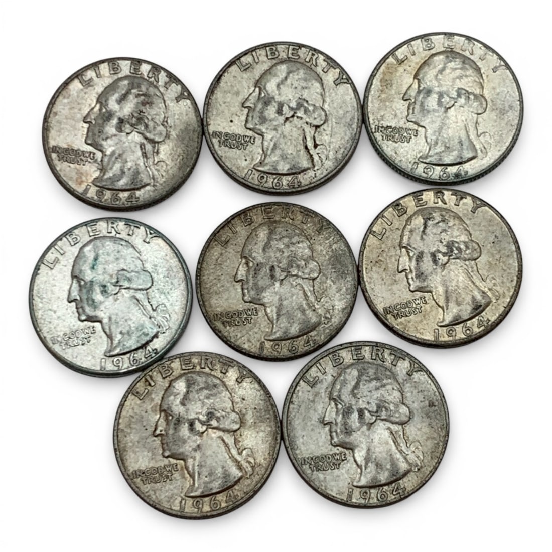 Group Of 8 Washington Silver Quarters (1 of 2)