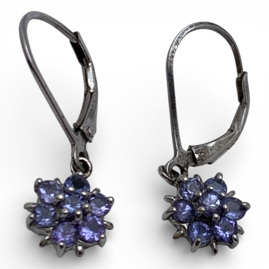 Pair Of Sterling Silver & Purple Stone Earrings (1 of 3)