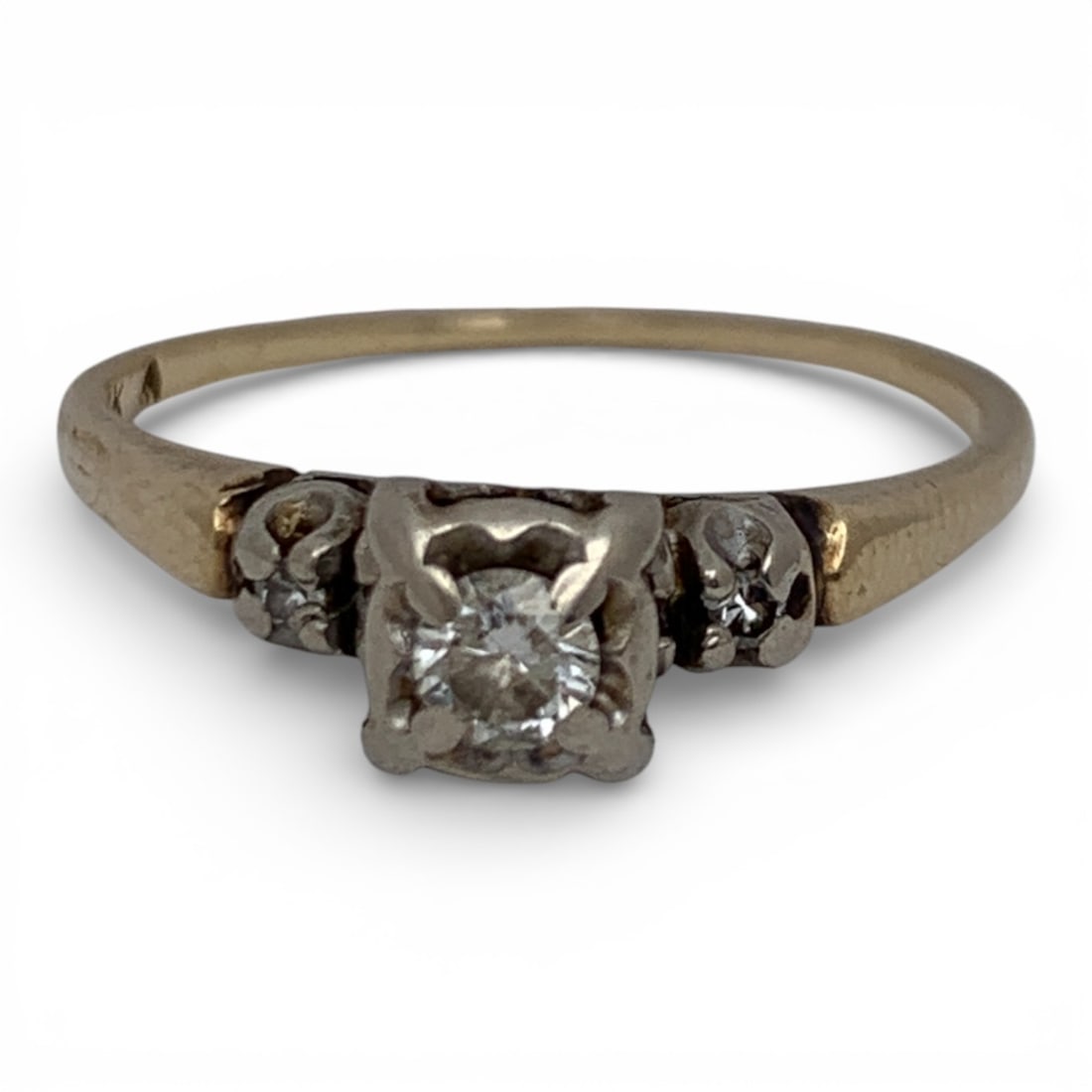 14k Yellow Gold & Diamond Ring: Marked 14k - Size 7.25 - 1.3 DwtGemstones Tested With Presidium Gem Tester Il - Berners Does Not Guarantee Authenticity Of Gemstones