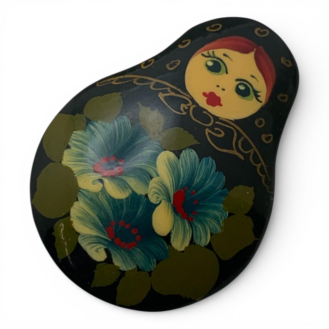 Hand Painted Black Lacquer Pin - 3