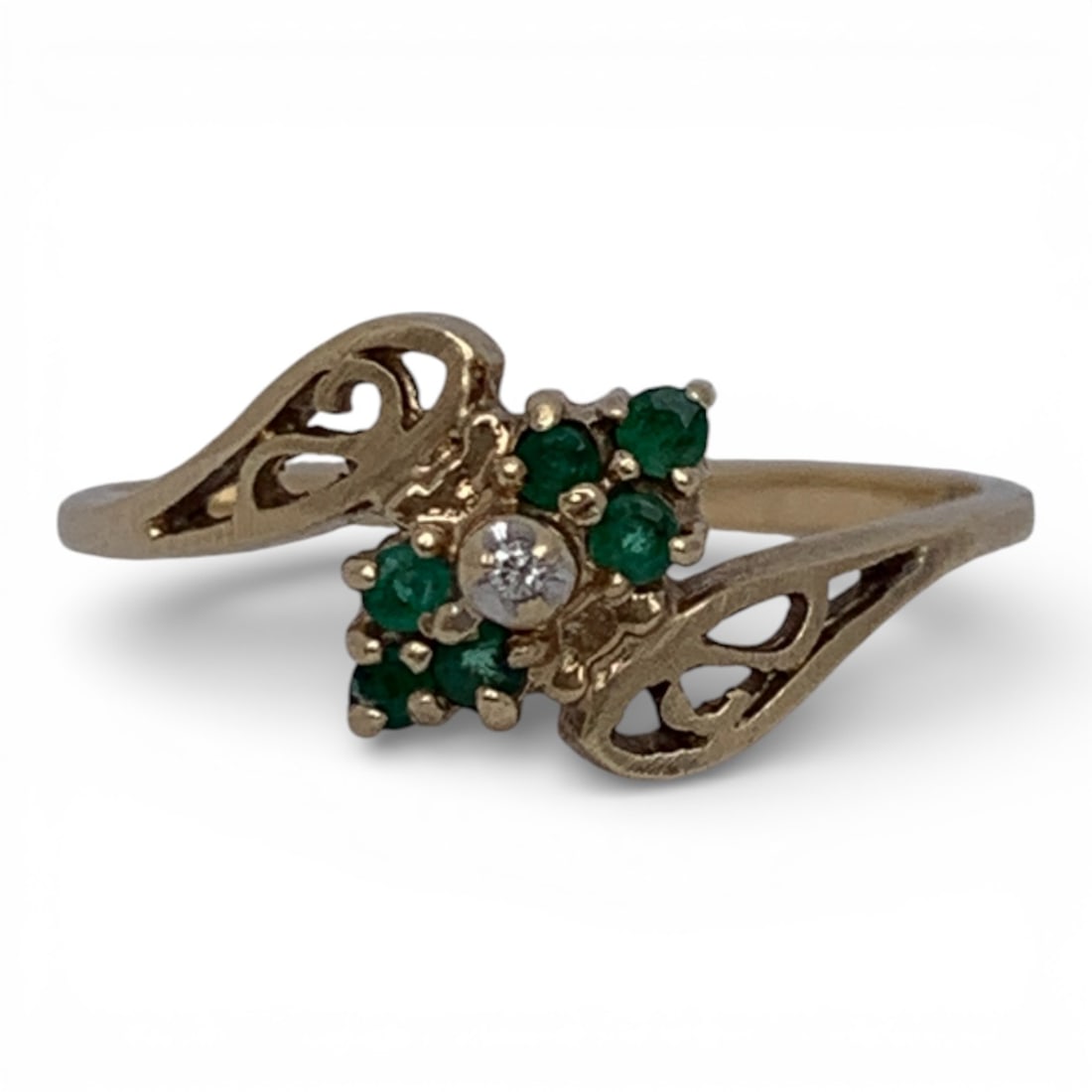 10k Yellow Gold Diamond & Emerald Ring: Marked 10k - Size 6.5 - 1.0 DwtGemstones Tested With Presidium Gem Tester Il - Berners Does Not Guarantee Authenticity Of Gemstones