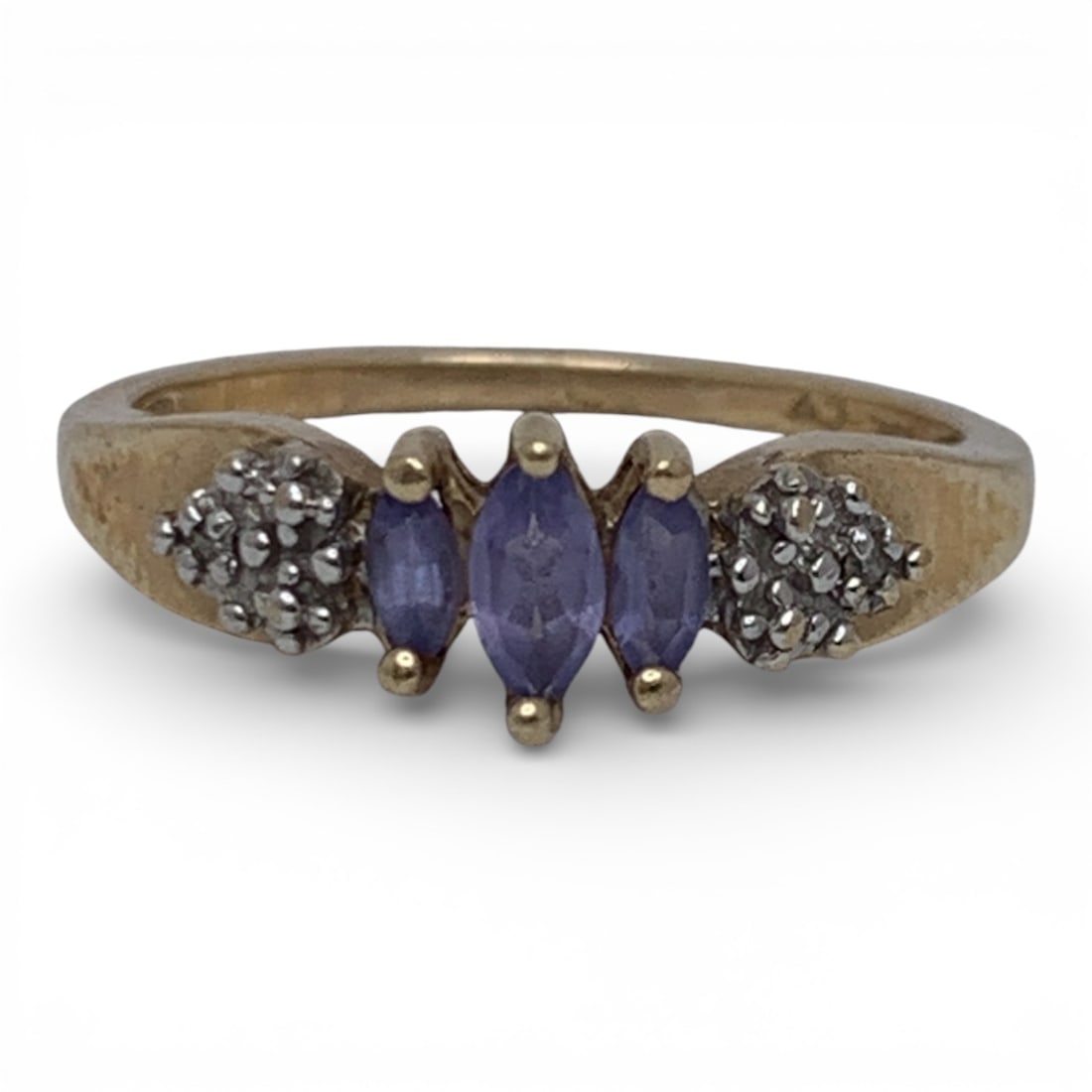 10k Yellow Gold Diamond & Tourmaline Ring: Marked 10k - Size 7 - 1.5 DwtGemstones Tested With Presidium Gem Tester Il - Berners Does Not Guarantee Authenticity Of Gemstones