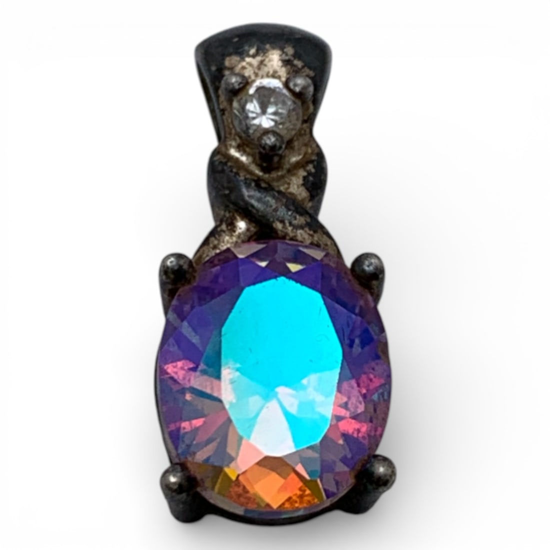 Sterling Silver Pendant With Stones: Marked 925 - 3/4" Long - 2.5 Grams