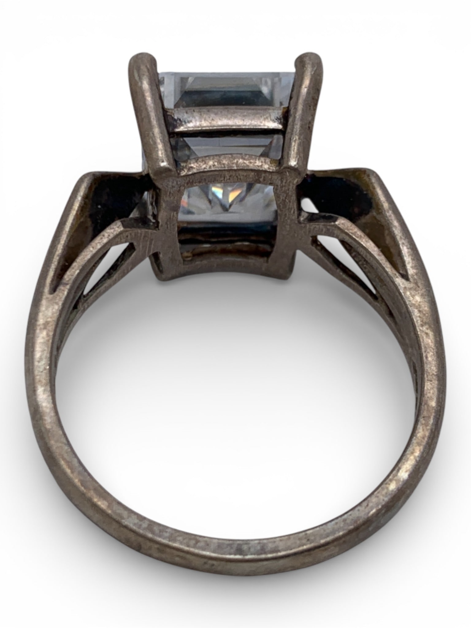 Sterling Silver & Clear Stone Ring - 2