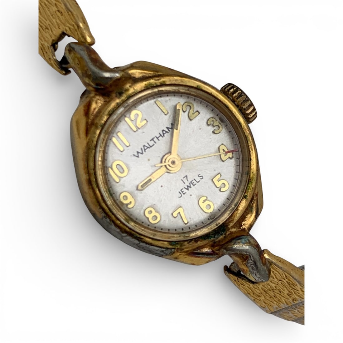 Waltham 17 Jewels Stretch Band Wrist Watch: Marked On Face: Waltham, 17 JewelsMarked On Back: Stainless Steel Back, Base Metal Bezel5/8" Face Diameter