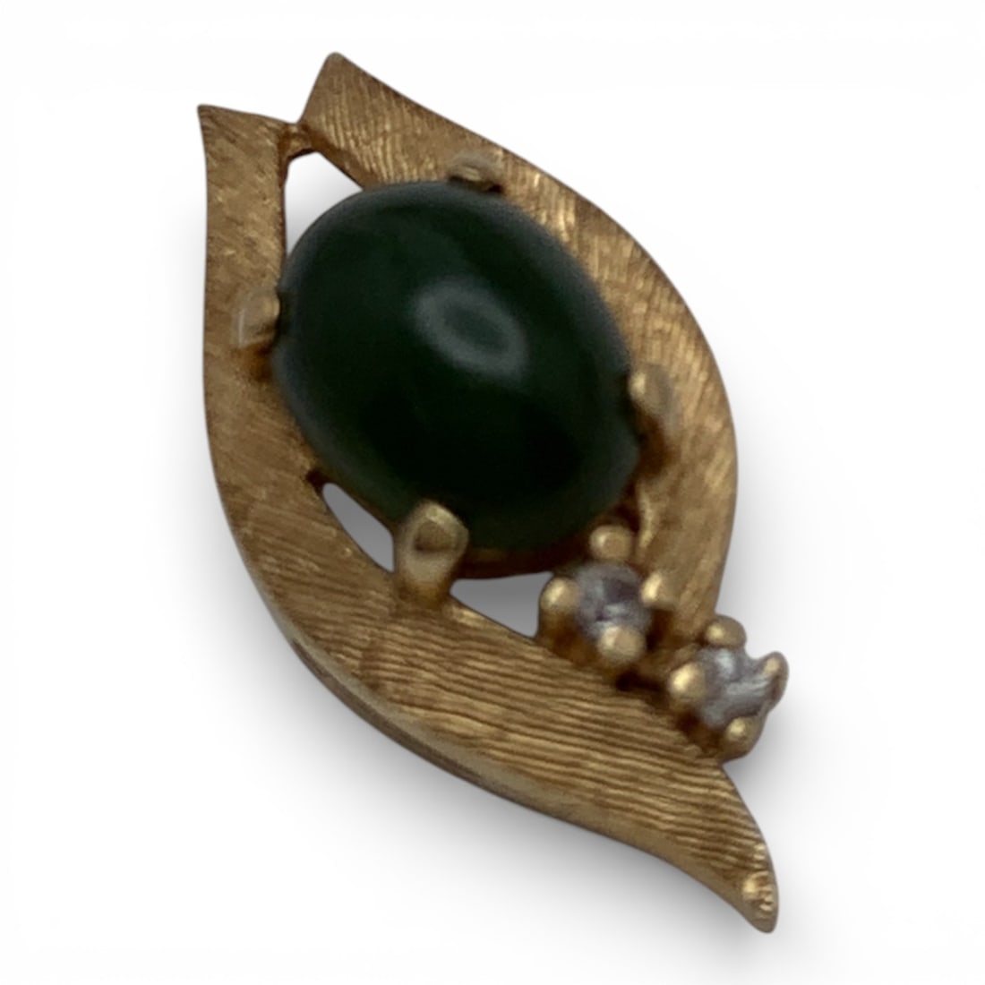 14k Gold Chrysoprase & Diamond Pendant: Tests 14k - 7/8" Long - 1.2 DwtGemstones Tested With Presidium Gem Tester Il - Berners Does Not Guarantee Authenticity Of Gemstones