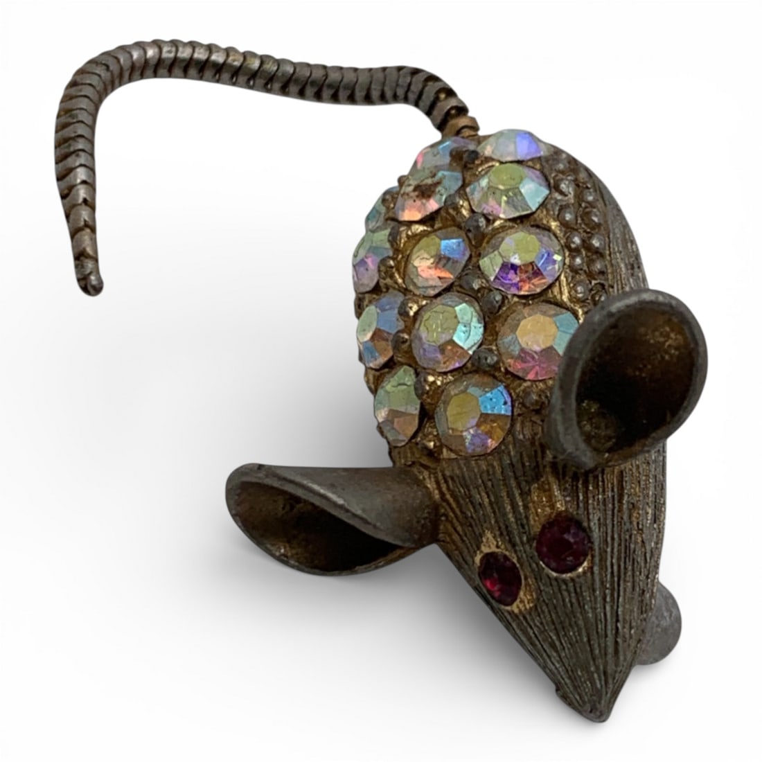 Silver Tone Mouse Pin With Rhinestones: 2 1/2" Long