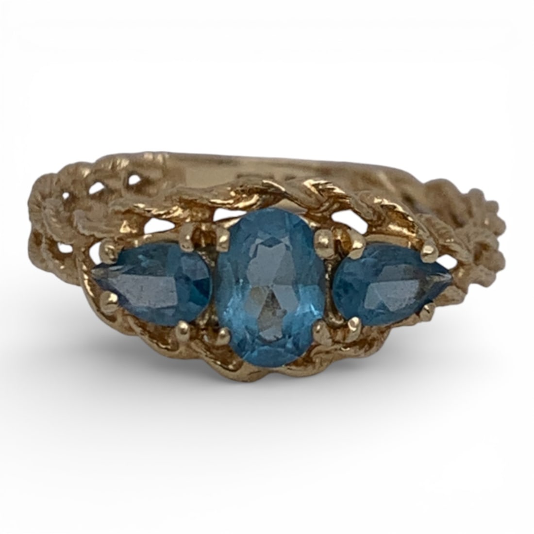 14k Yellow Gold & Blue Topaz Ring: Marked 14k - Size 7 - 1.3 DwtGemstones Tested With Presidium Gem Tester Il - Berners Does Not Guarantee Authenticity Of Gemstones