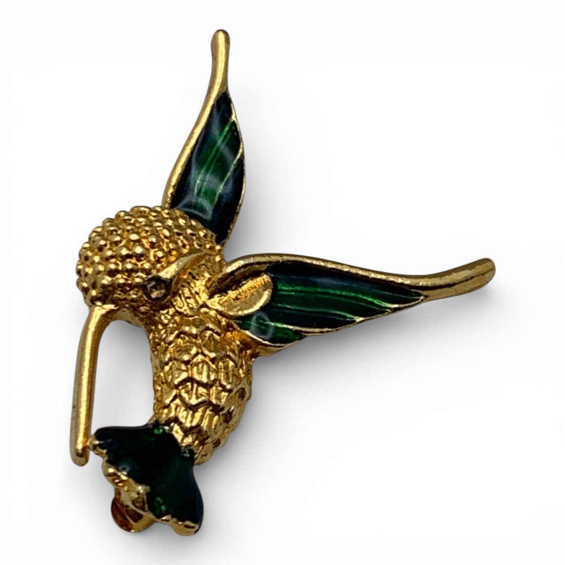 Gold Tone Enameled Humming Bird Pin (1 of 3)