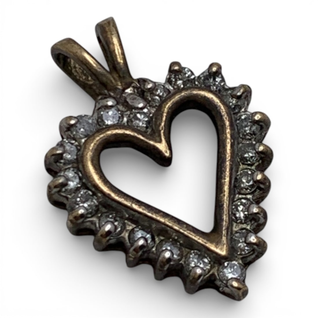 10k Yellow Gold & Diamond Heart Pendant: Marked 10k - 5/8" Long - 0.7 DwtGemstones Tested With Presidium Gem Tester Il - Berners Does Not Guarantee Authenticity Of Gemstones