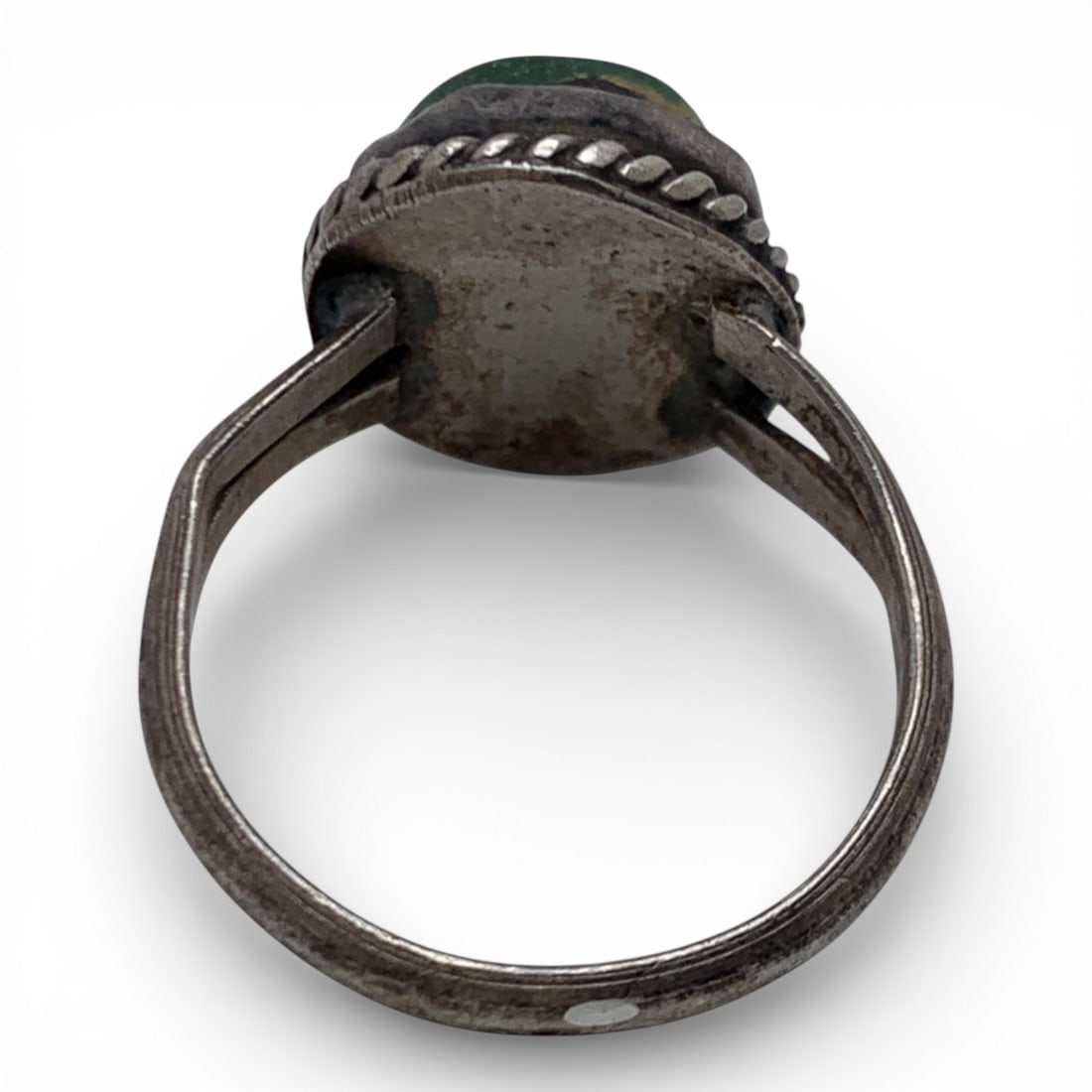 Silver & Green Stone Ring - 2