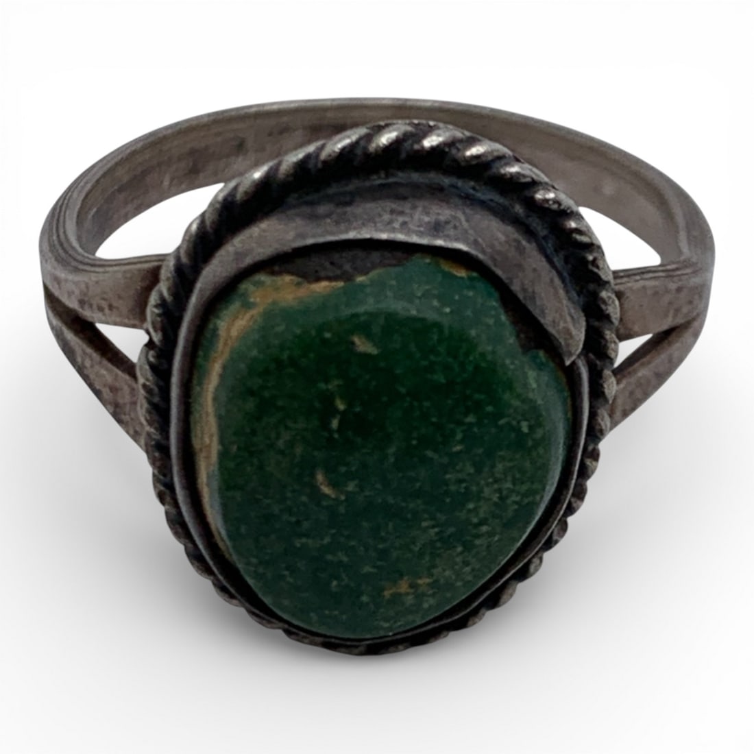 Silver & Green Stone Ring - 3