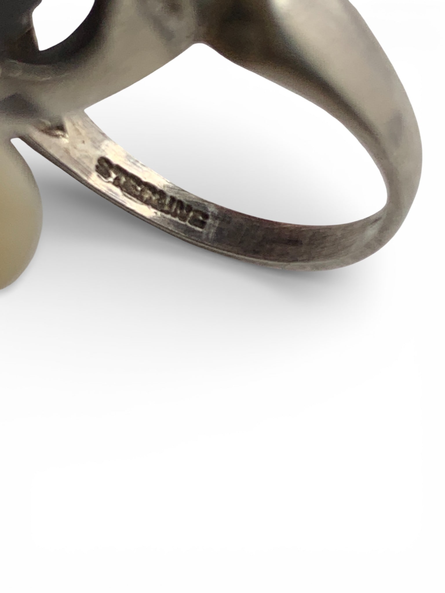 Sterling Silver & Grey Stone Ring - 3