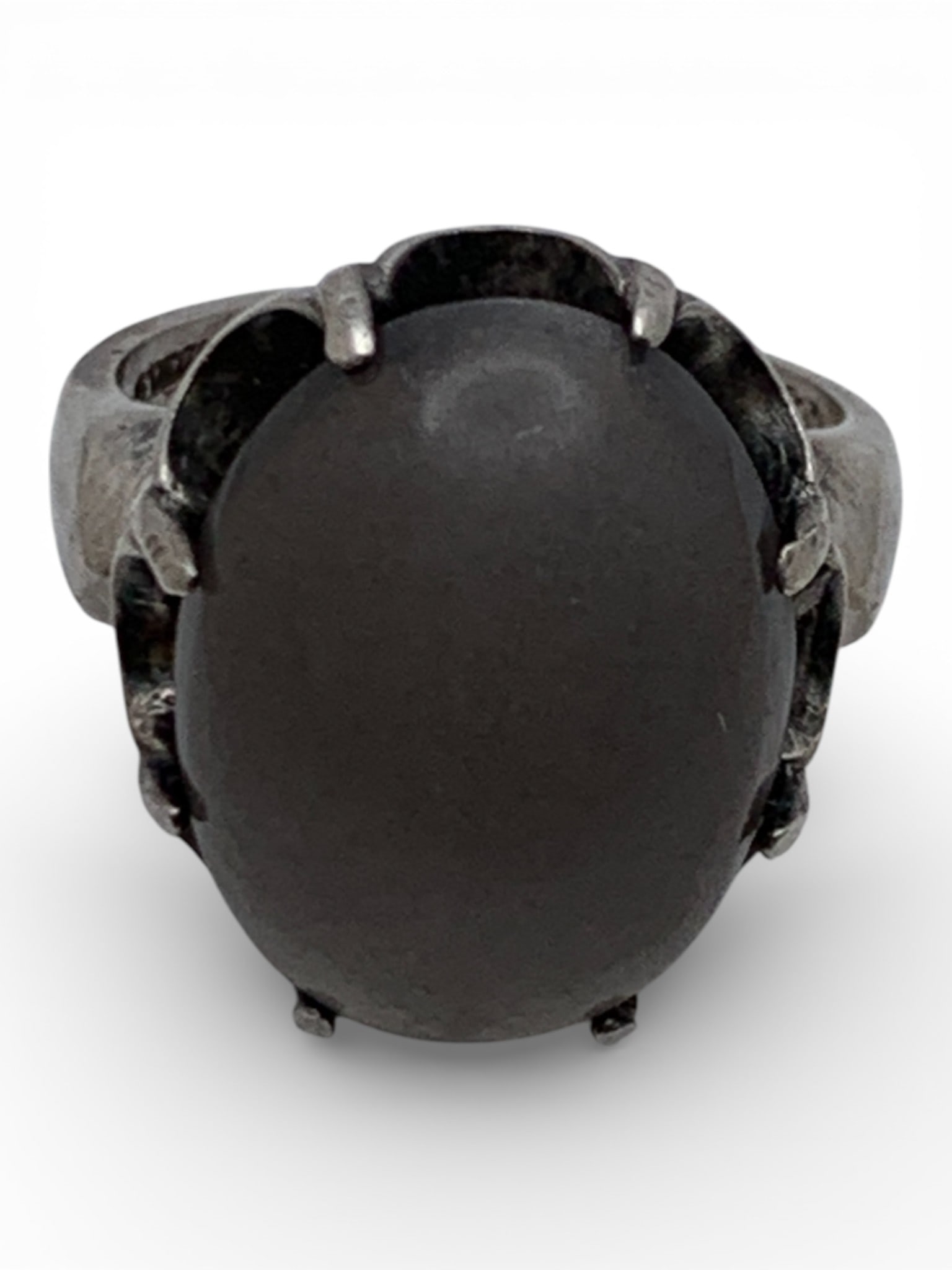 Sterling Silver & Grey Stone Ring - 4