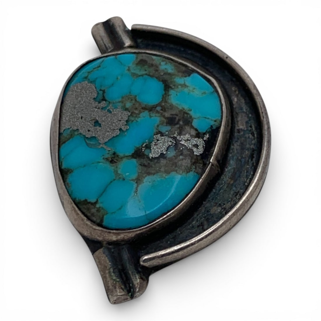 Silver & Blue Turquoise Ring: Tests Silver - Size 5.75 - 7.7 Grams