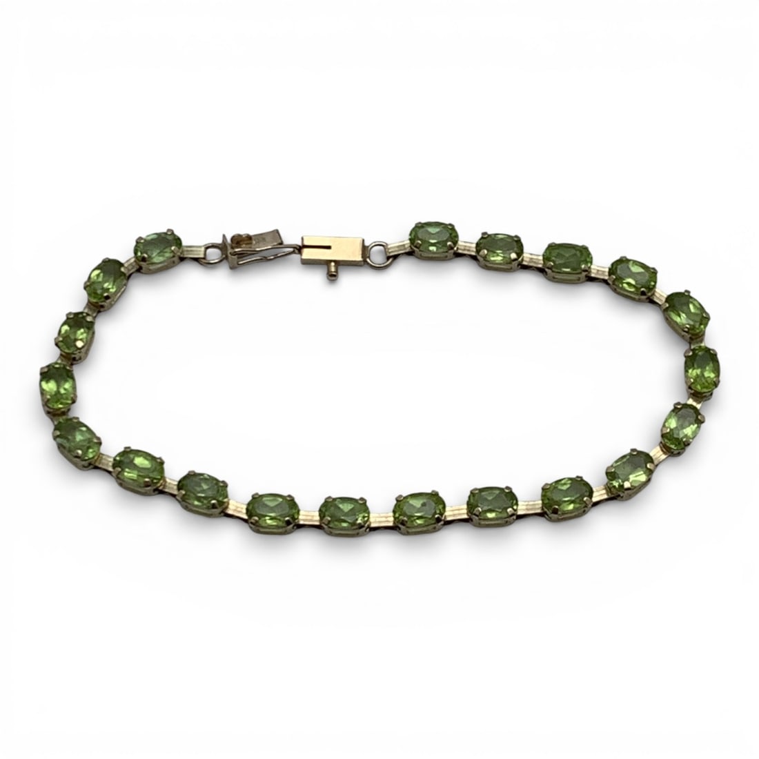 10k Yellow Gold & Green Citrine Bracelet: Marked 10k - 7 5/8" Long - 3.0 DwtGemstones Tested With Presidium Gem Tester Il - Berners Does Not Guarantee Authenticity Of Gemstones