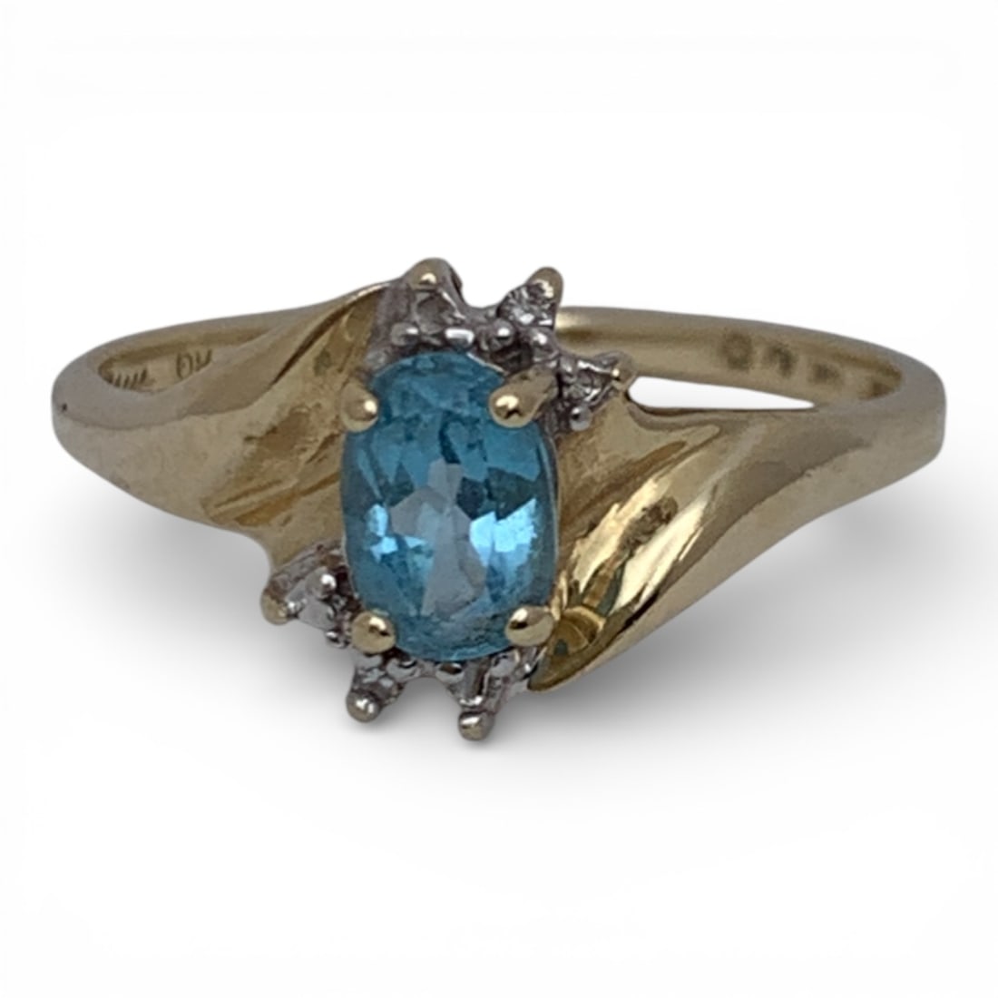 14k Yellow Gold Diamond & Blue Topaz Ring (1 of 4)