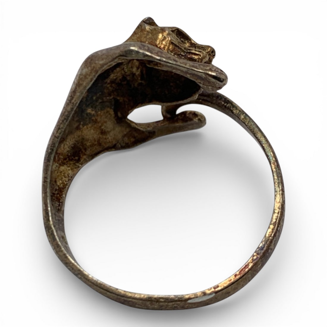 Silver Gold Tone Cat Ring - 2