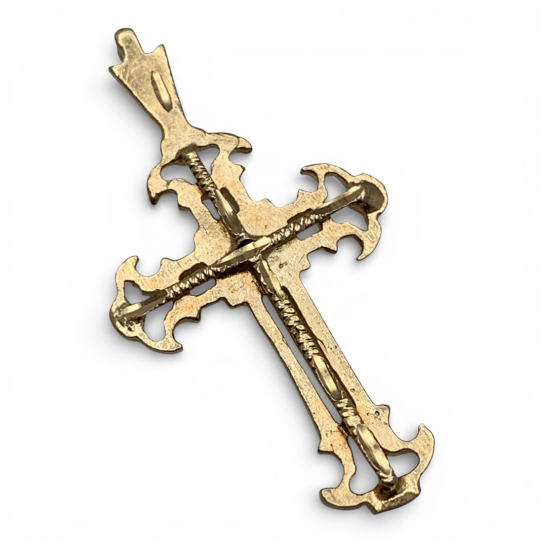 14k Yellow Gold Cross Pendant: Marked 14k - 1" Long - 0.6 DwtGemstones Tested With Presidium Gem Tester Il - Berners Does Not Guarantee Authenticity Of Gemstones