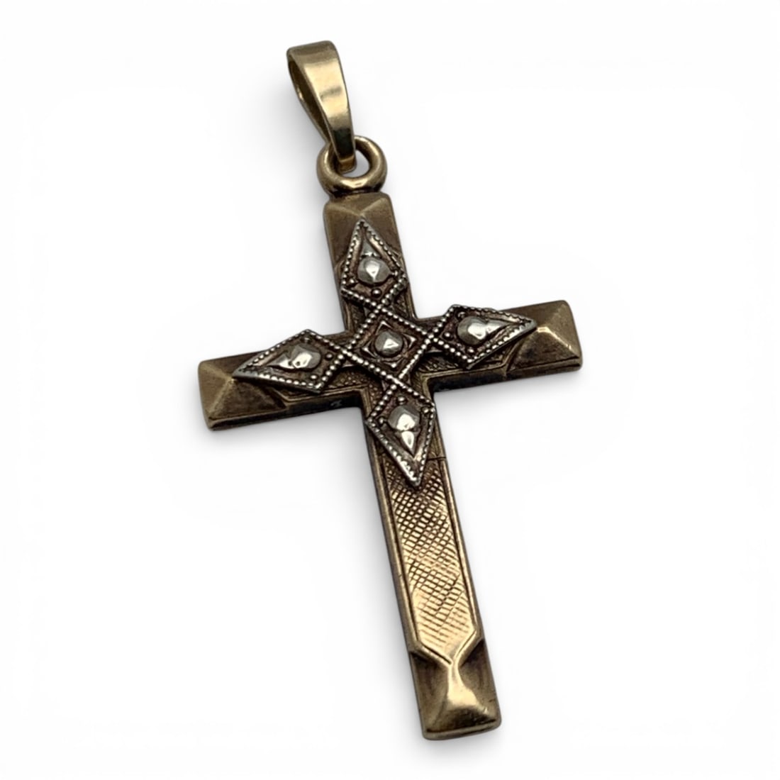 14k Yellow Gold Cross Pendant: Marked 14k - 1 1/4" Long - 0.7 DwtGemstones Tested With Presidium Gem Tester Il - Berners Does Not Guarantee Authenticity Of Gemstones