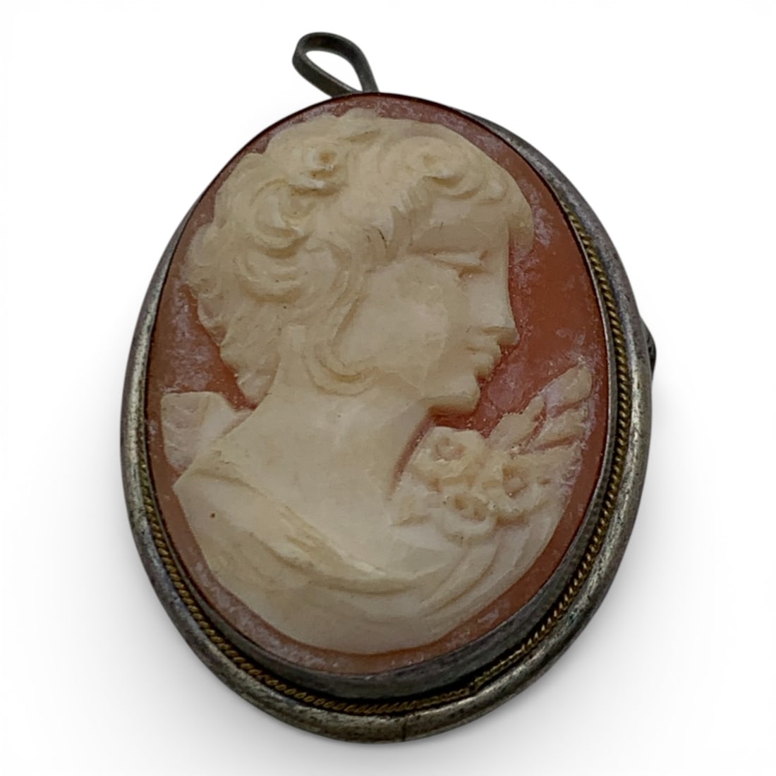 Sterling Silver Cameo Pin/pendant: Marked 925 - 1 3/8" Long - 5.6 Grams