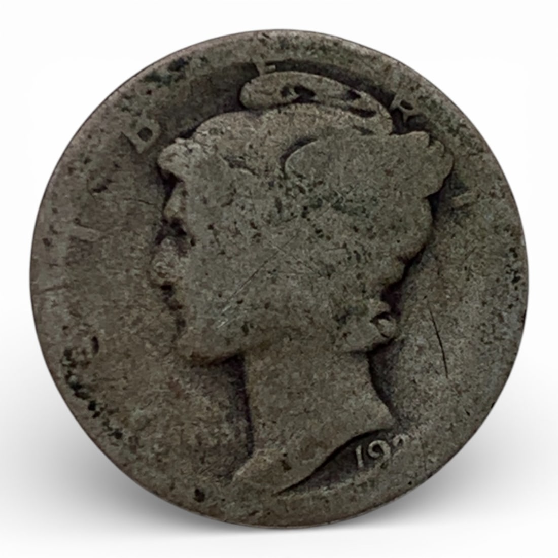 19?? Mercury Silver Dime: 90% Silver Content Second Two Numbers Of Date Are Illegible