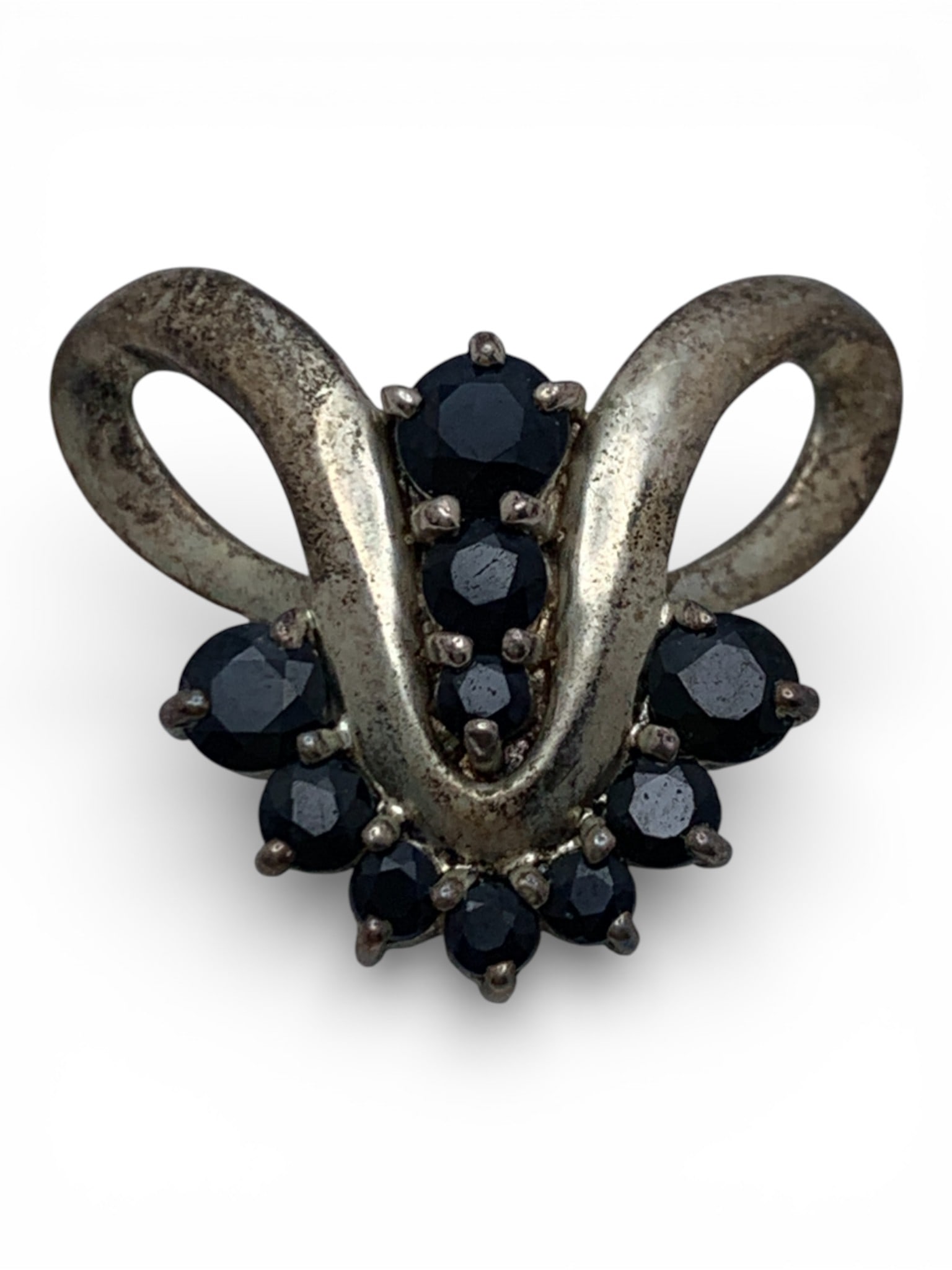 Sterling Silver & Sapphire Pendant: Marked 925 - 3/4" Long - 3.9 Grams