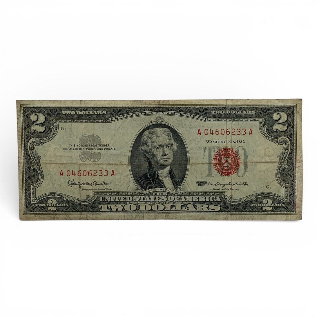 Series Of 1963 $2 Red Seal Note (1 of 2)