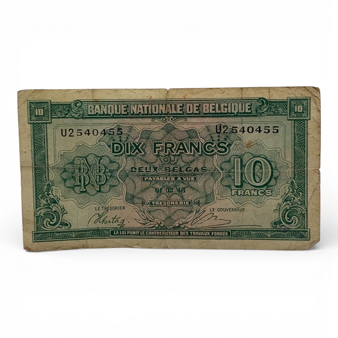 1943 National Bank Of Belgium 10 Francs Note: 01.02.43 - Banque Nationale De Belgique, Dix Francs