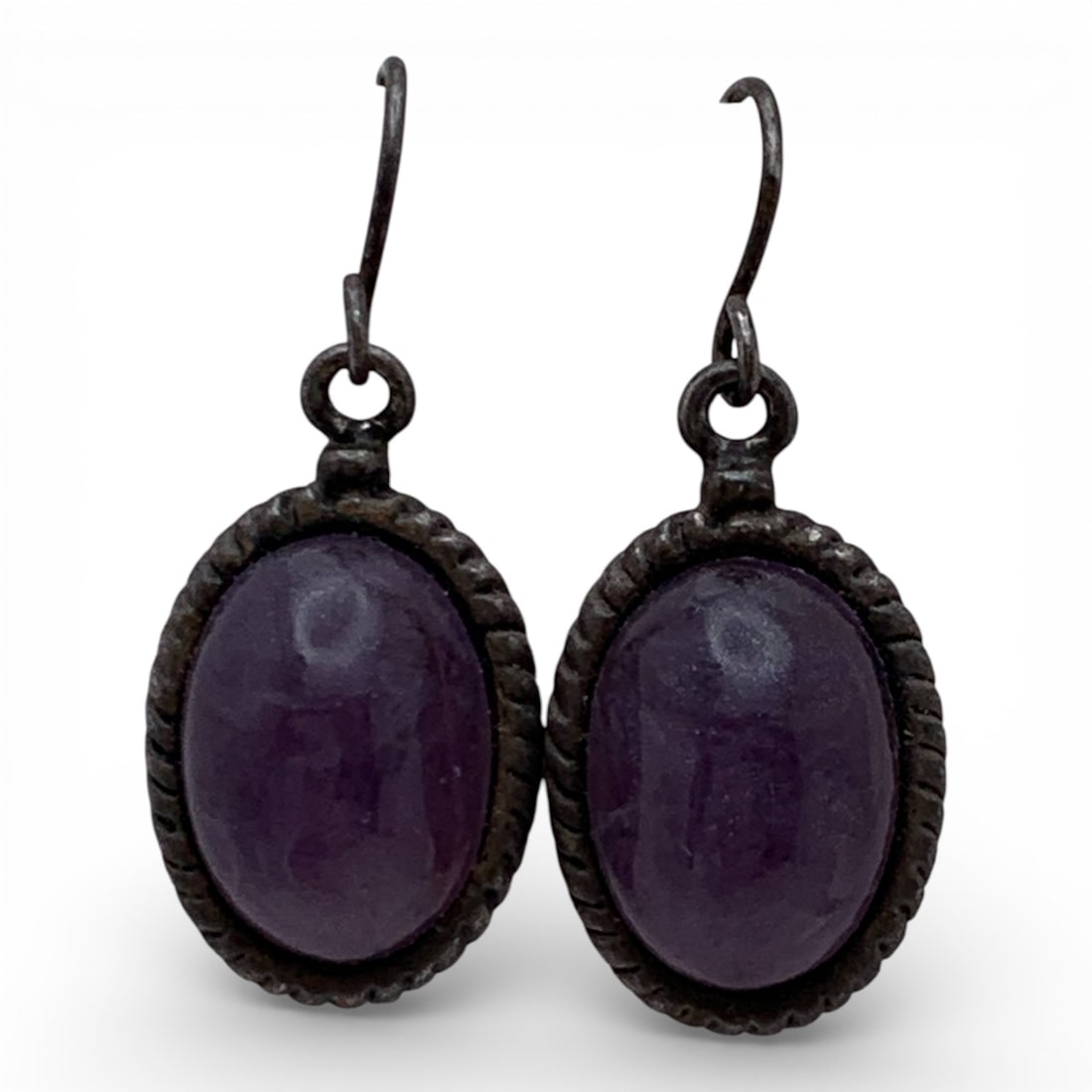 Pair Of Silver & Purple Stone Earrings (1 of 3)