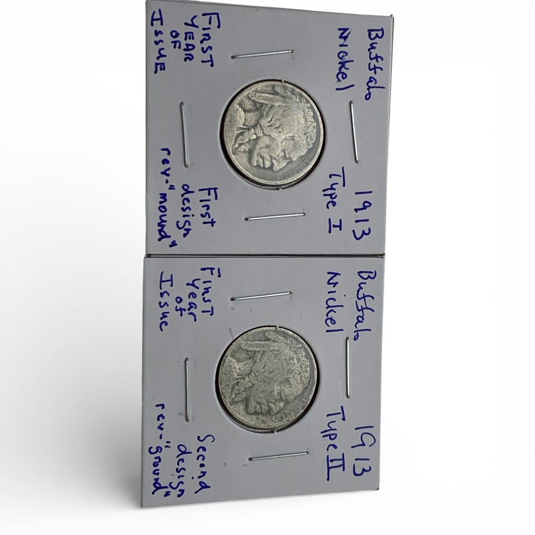 2 1913 Buffalo Nickels: Type 1 Mound & Type 2 Ground