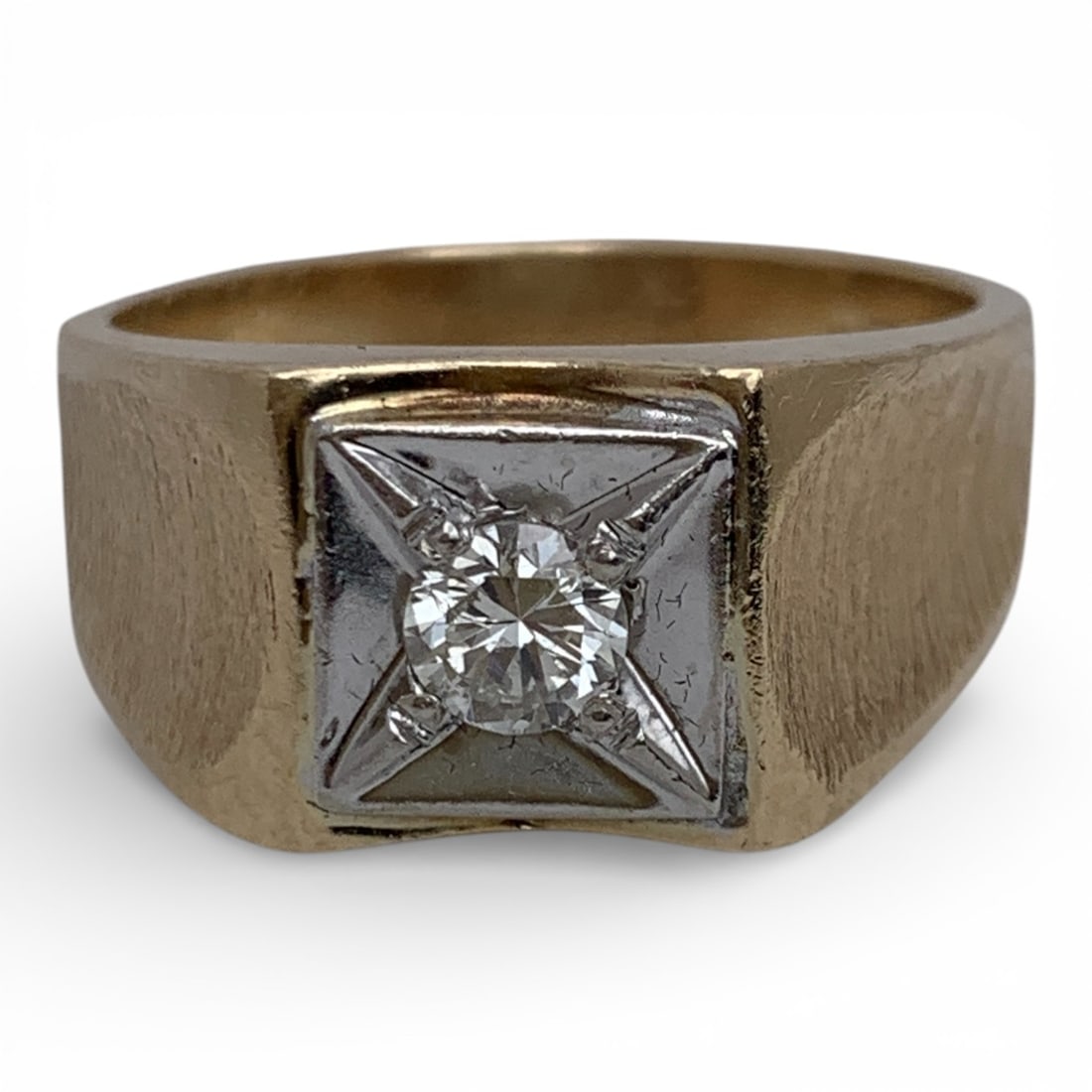 14k Yellow Gold & Diamond Ring: Marked 14k - Size 9.75 - 5.6 DwtGemstones Tested With Presidium Gem Tester Il - Berners Does Not Guarantee Authenticity Of Gemstones