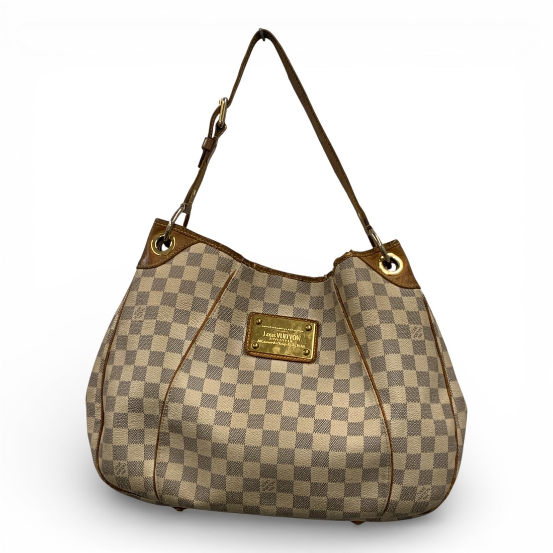 Louis Vuitton Damier Azur Galliera Shoulder Bag: Approx. 11.5" X 15". Marked On Inside: Louis Vuitton. Paris. Made In France.Label On Front: Louis Vuitton. Inventeur.paris. Vintage Bag, Shows Minor Wear, See Photos