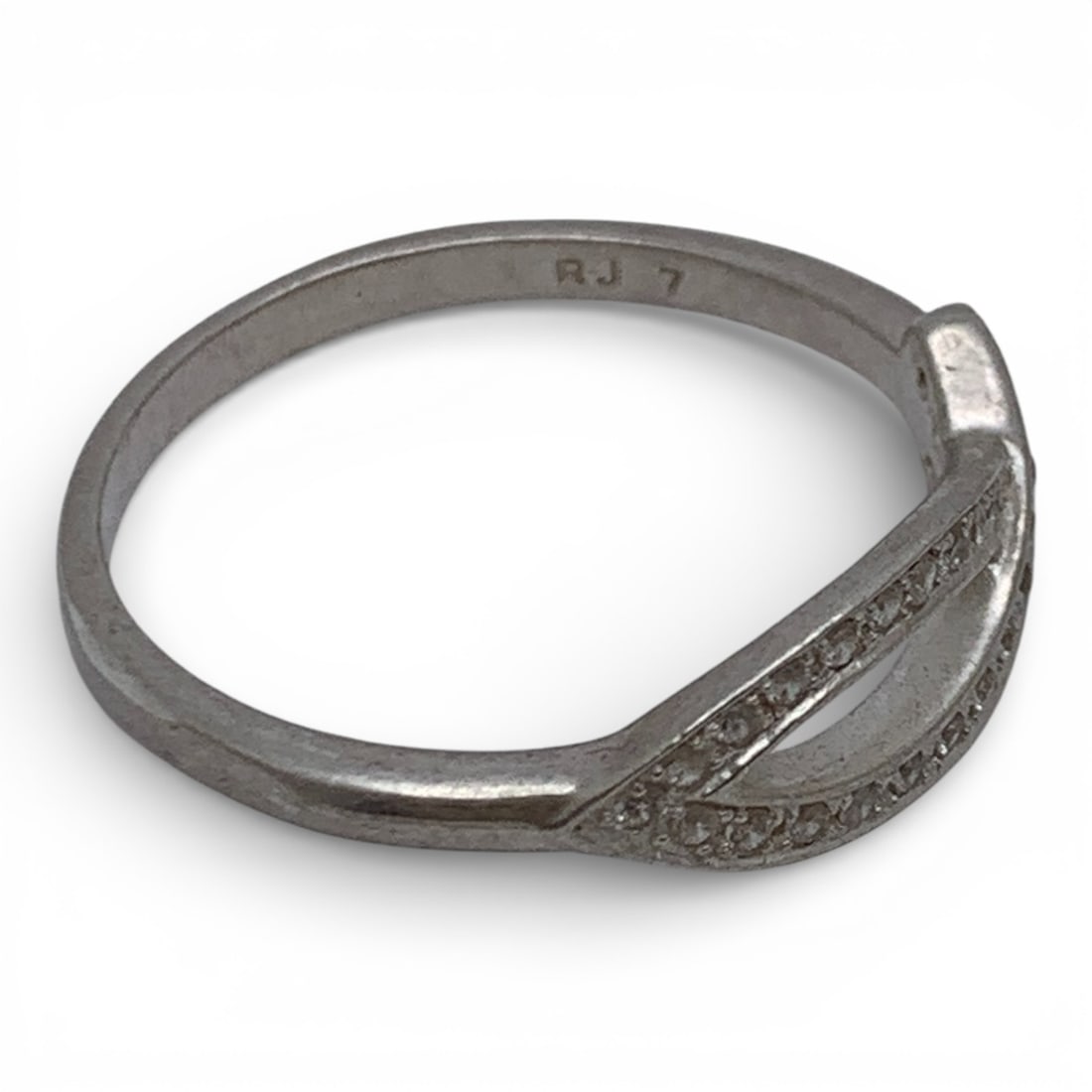 Sterling Silver Ring With Clear Stones - 4