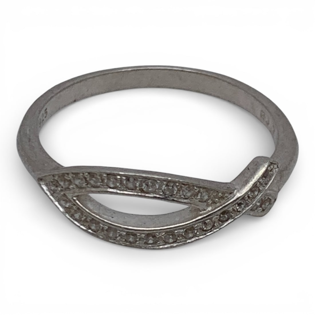 Sterling Silver Ring With Clear Stones - 5