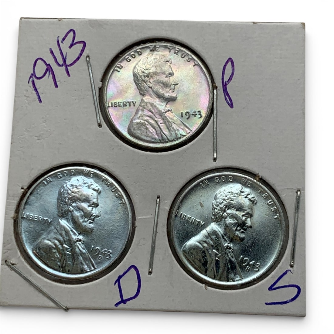 Set Of 1943 P D S W W Il Steel Cents: See Photos
