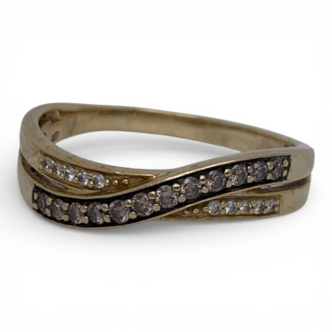 14k Yellow Gold Ring W White & Champagne Diamonds: Marked 14k - Size 9.5 - 1.9 DwtGemstones Tested With Presidium Gem Tester Il - Berners Does Not Guarantee Authenticity Of Gemstones