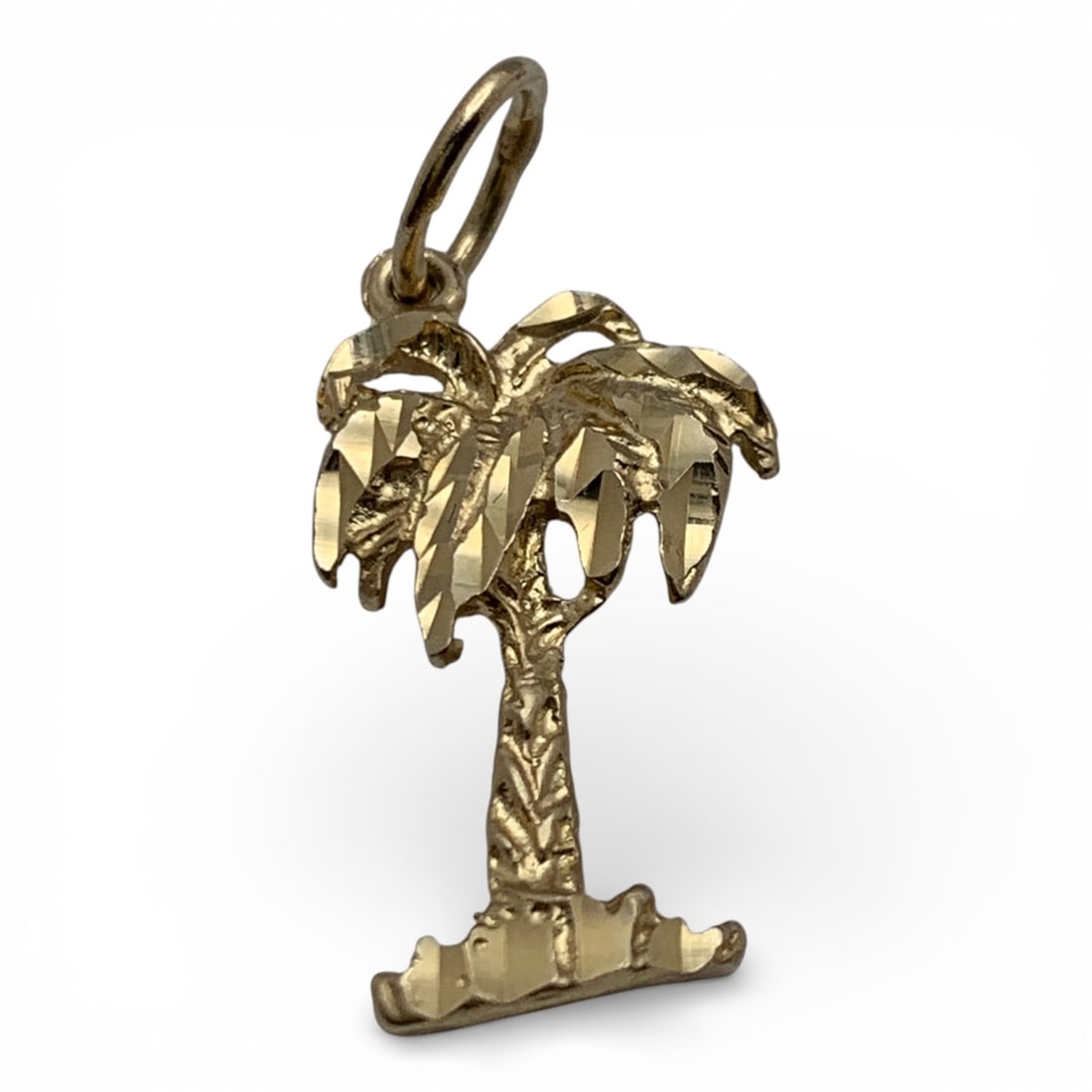 14k Yellow Gold Palm Tree Pendant: Tests 14k - 1" Long - 0.8 DwtGemstones Tested With Presidium Gem Tester Il - Berners Does Not Guarantee Authenticity Of Gemstones