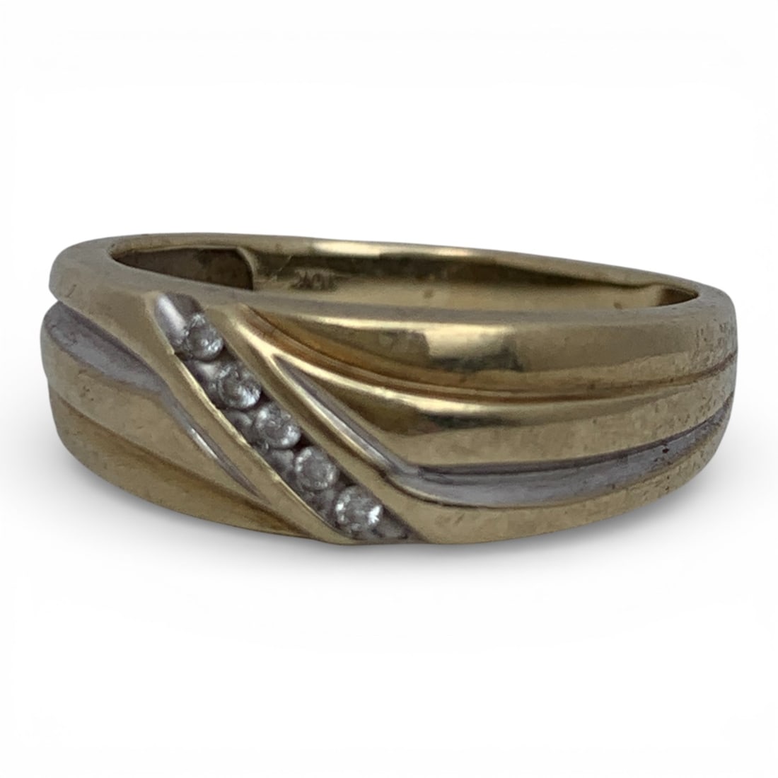 10k Yellow Gold & Diamond Ring: Marked 10k - Size 8.75 - 1.6 DwtGemstones Tested With Presidium Gem Tester Il - Berners Does Not Guarantee Authenticity Of Gemstones