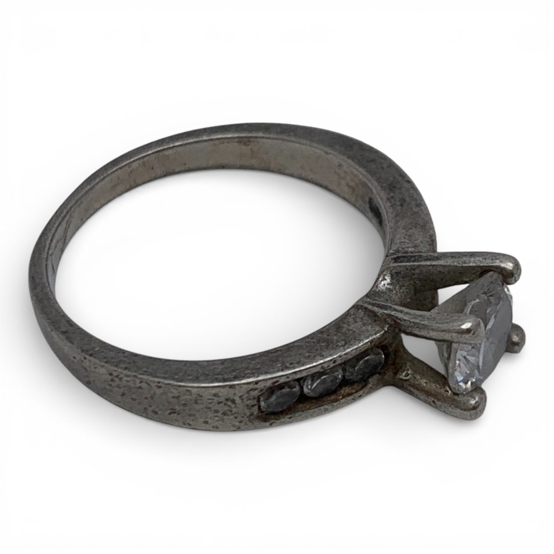 Sterling Silver & Clear Stone Ring - 4