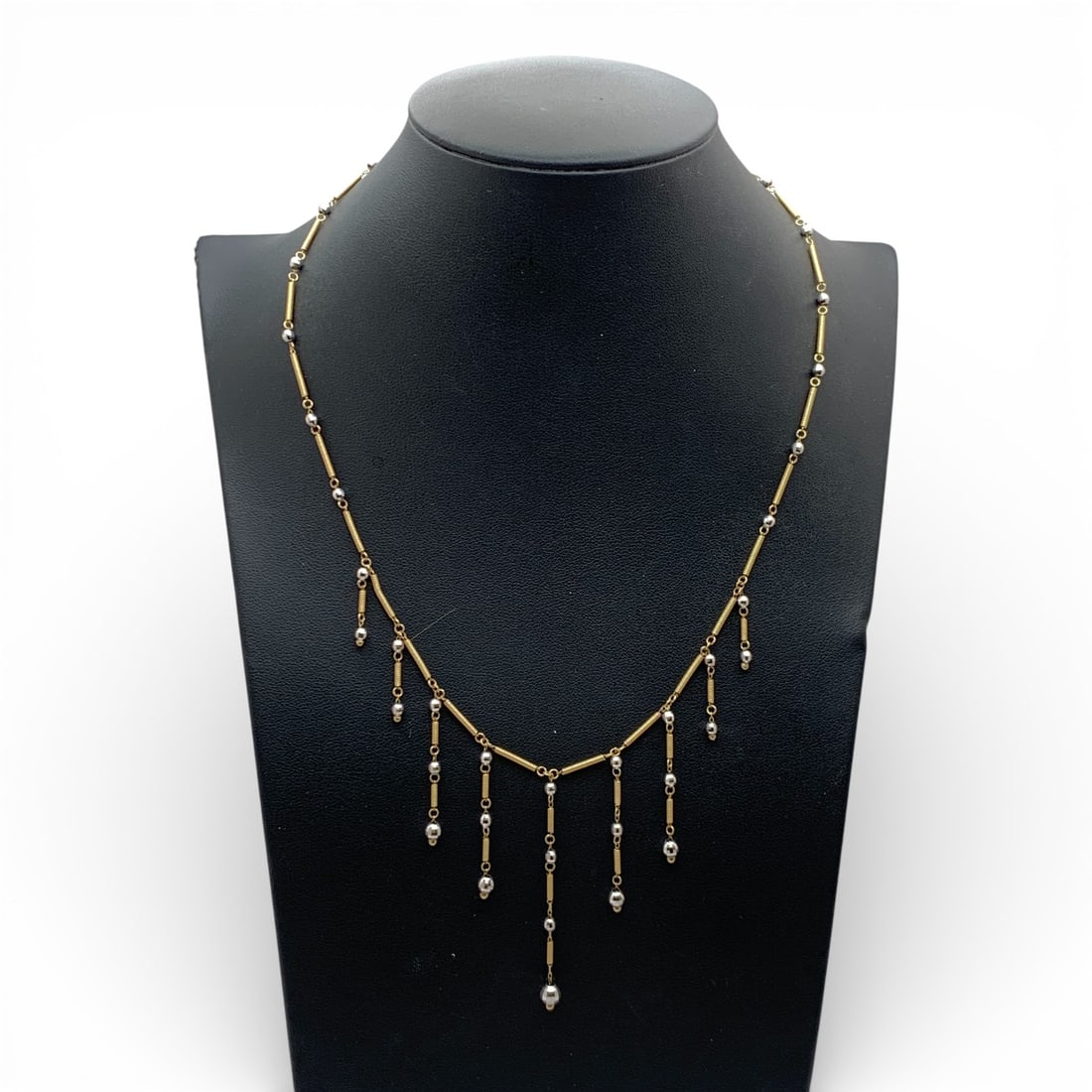 14k Yellow Gold Necklace With 14k White Gold Beads (1 of 7)