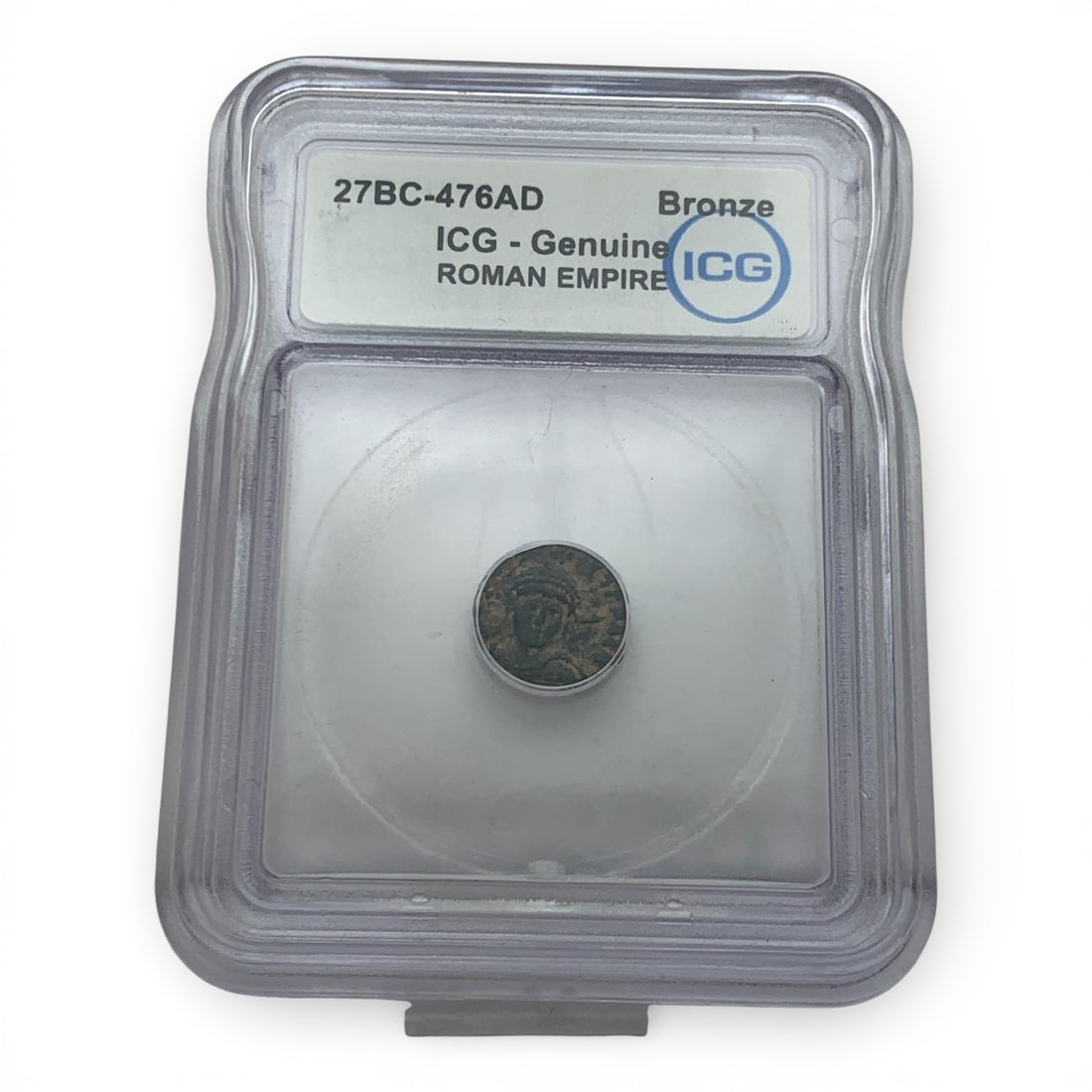 Icg Slabbed 27bc-476ad Roman Empire Bronze Coin: In Icg Graded Case - Genuine Roman Empire
