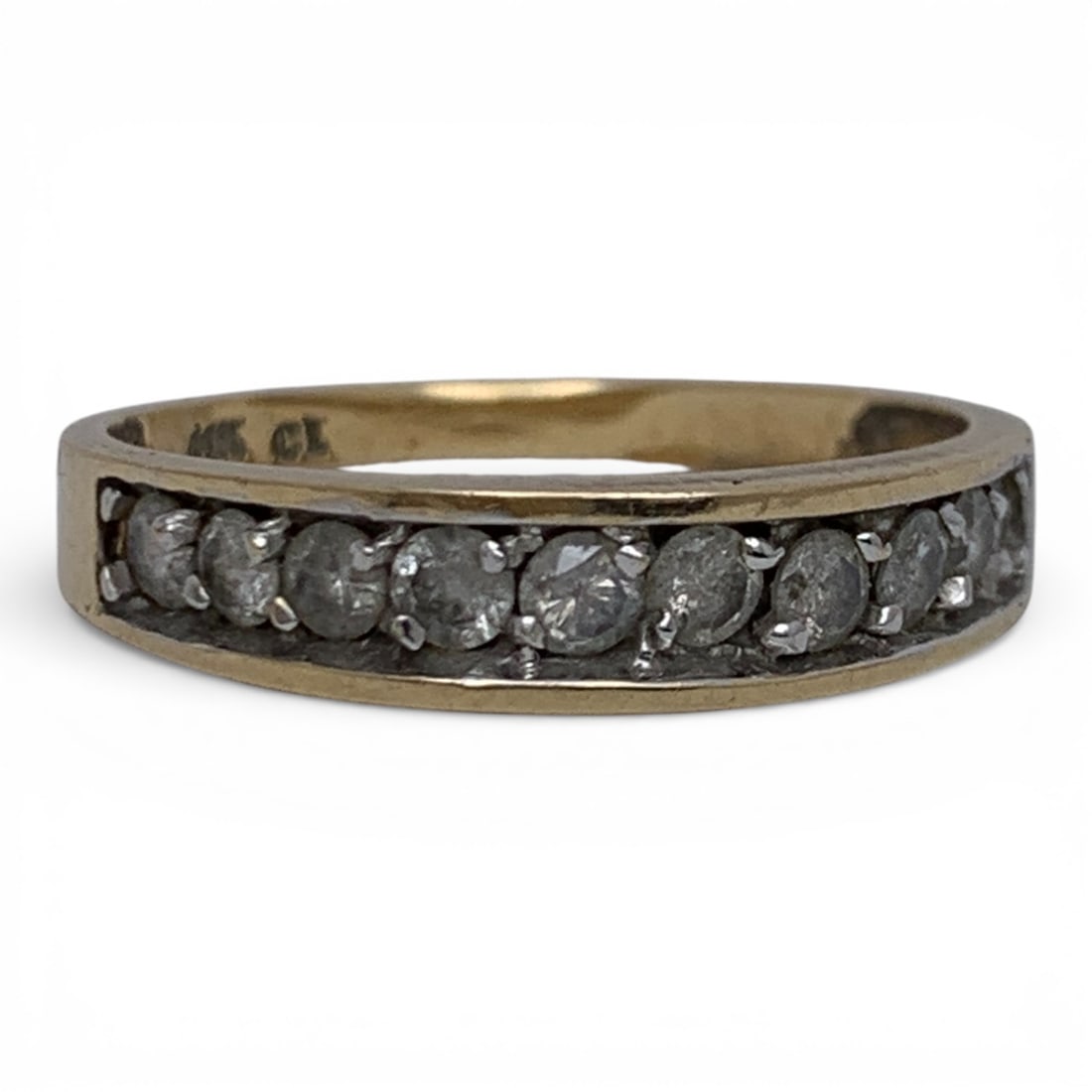 14k Yellow Gold & Diamond Ring: Marked 14k - Size 6.25 - 1.3 DwtGemstones Tested With Presidium Gem Tester Il - Berners Does Not Guarantee Authenticity Of Gemstones