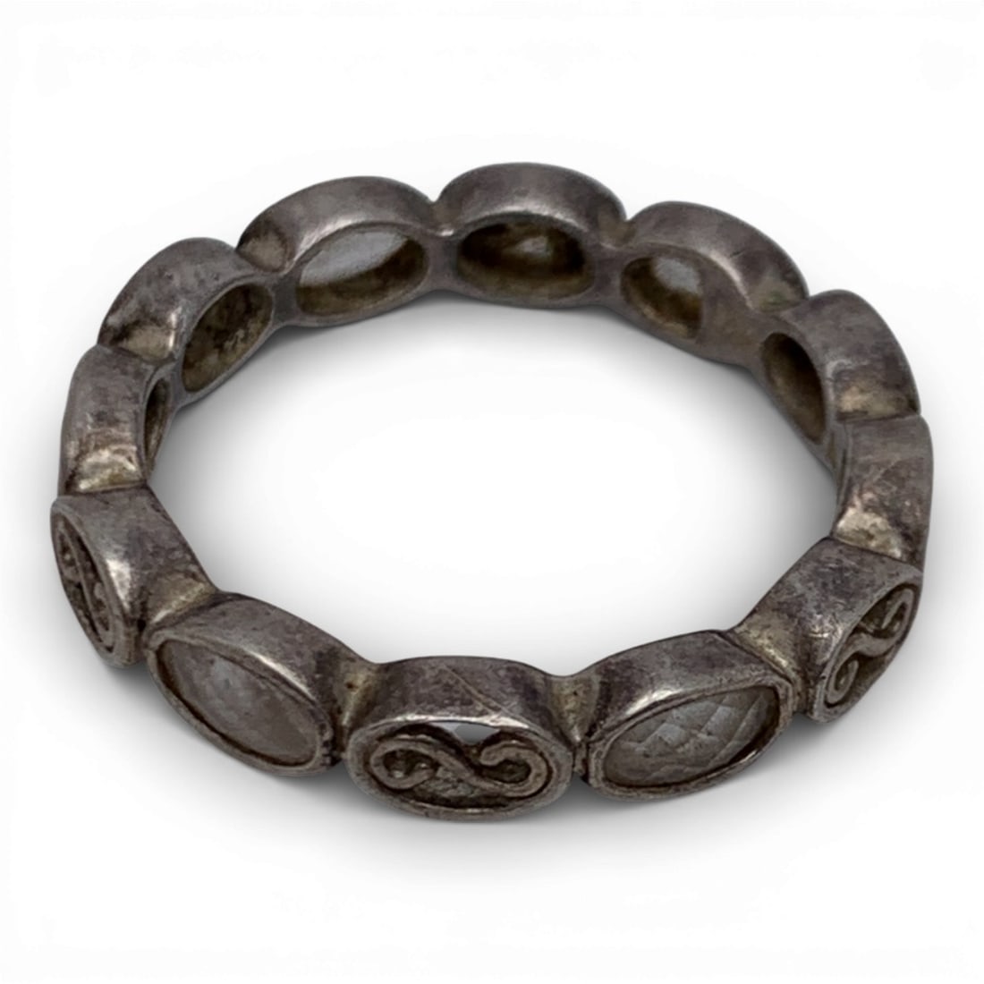 Sterling Silver Ring With Clear Stones - 2