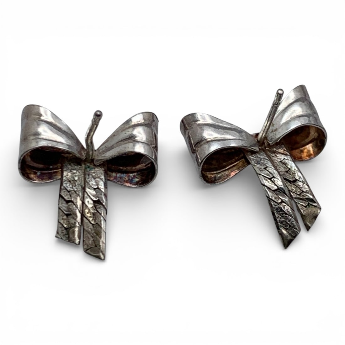 Silver Bow Earrings - 2