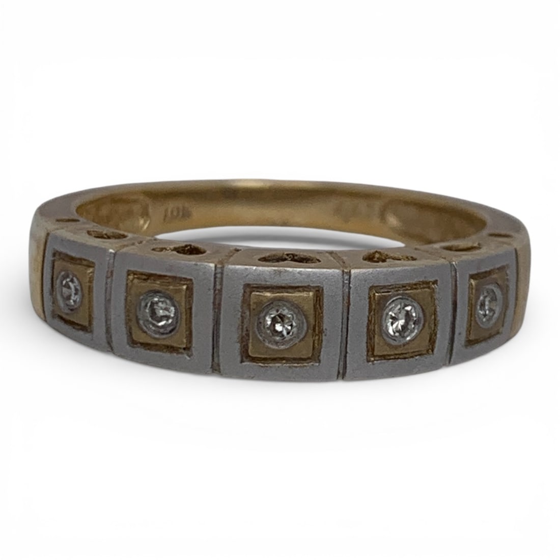 10k Yellow Gold & Diamond Ring: Marked 10k - Size 7 - 1.5 DwtGemstones Tested With Presidium Gem Tester Il - Berners Does Not Guarantee Authenticity Of Gemstones