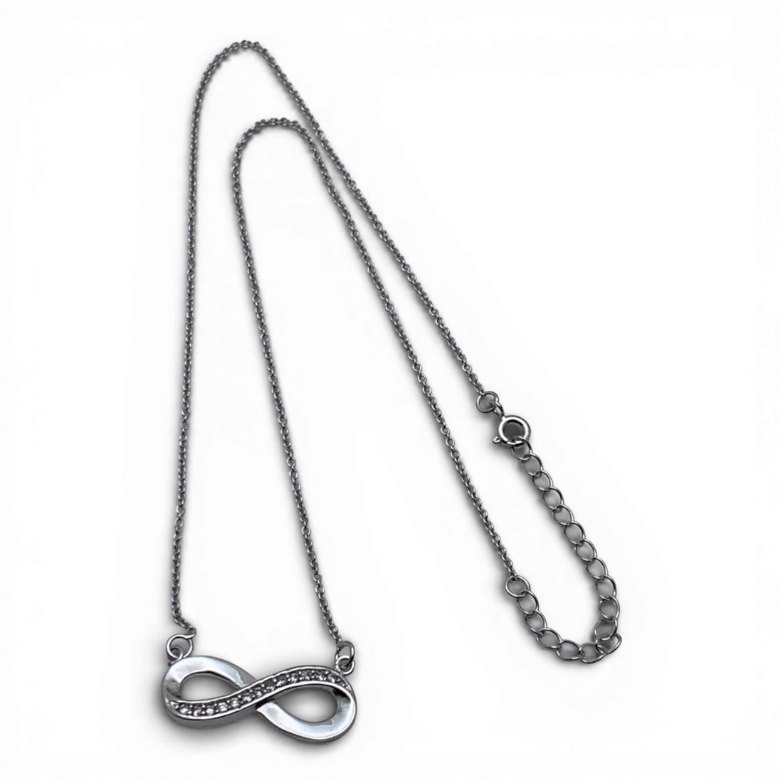 Sterling Silver Pendant Necklace W Clear Stones (1 of 4)