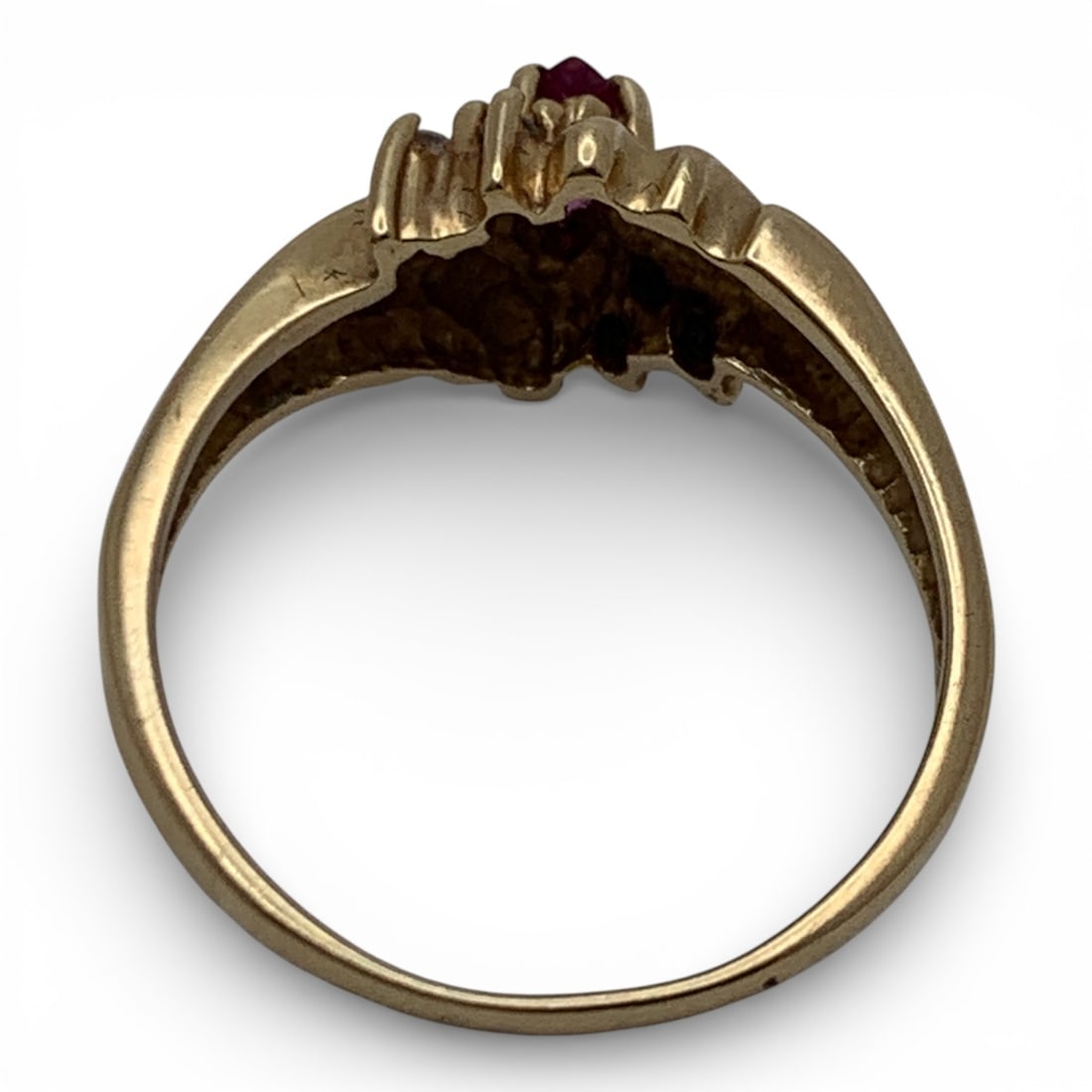 14k Yellow Gold Diamond & Ruby Ring - 2