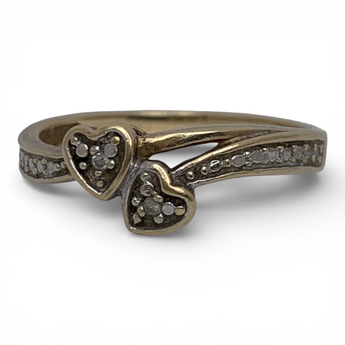 10k Yellow Gold & Diamond Heart Ring: Marked 10k - Size 7 - 1.0 DwtGemstones Tested With Presidium Gem Tester Il - Berners Does Not Guarantee Authenticity Of Gemstones